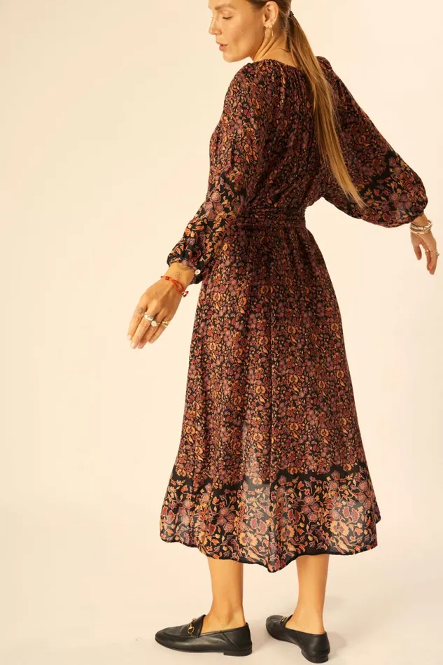 Natalie Martin ALEX MIDI Petite Fleur Noire Shop Dresses