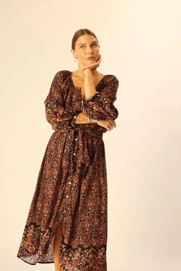 Natalie Martin ALEX MIDI Petite Fleur Noire Shop Dresses