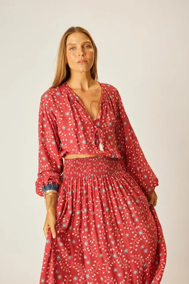 Natalie Martin AMELIA TOP Pinwheel Barn Red Shop Tops
