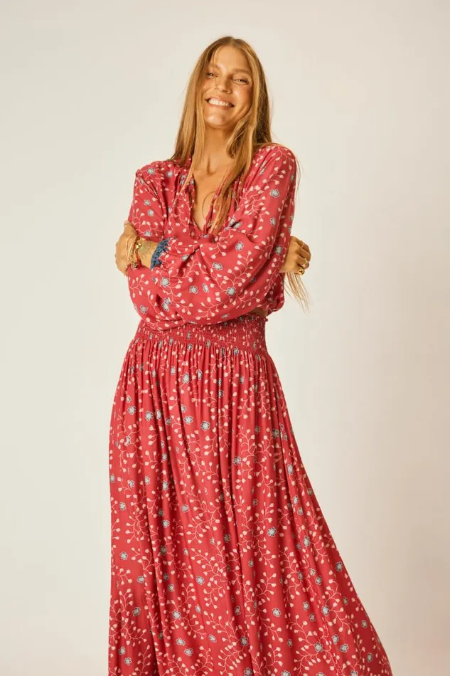 Natalie Martin AMELIA TOP Pinwheel Barn Red Shop Tops
