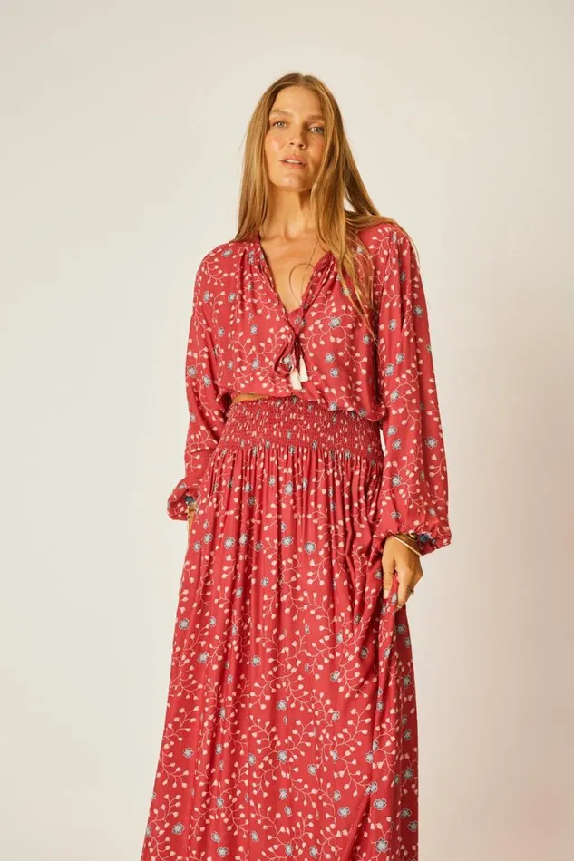Natalie Martin AMELIA TOP Pinwheel Barn Red Shop Tops