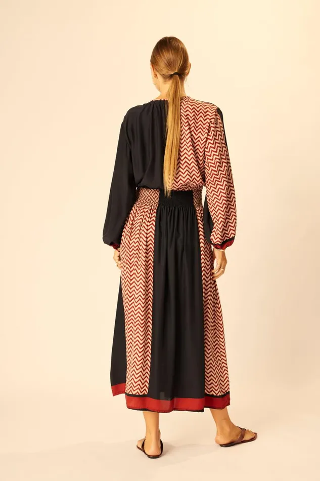 Natalie Martin BELLA SKIRT Block Zigzag Noire Shop Bottoms