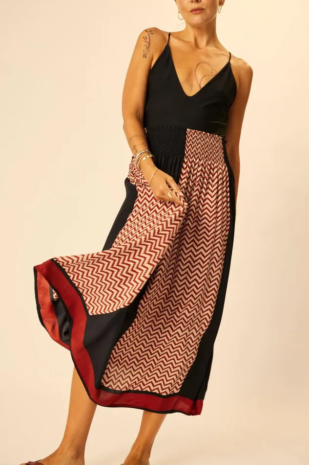 Natalie Martin BELLA SKIRT Block Zigzag Noire Shop Bottoms