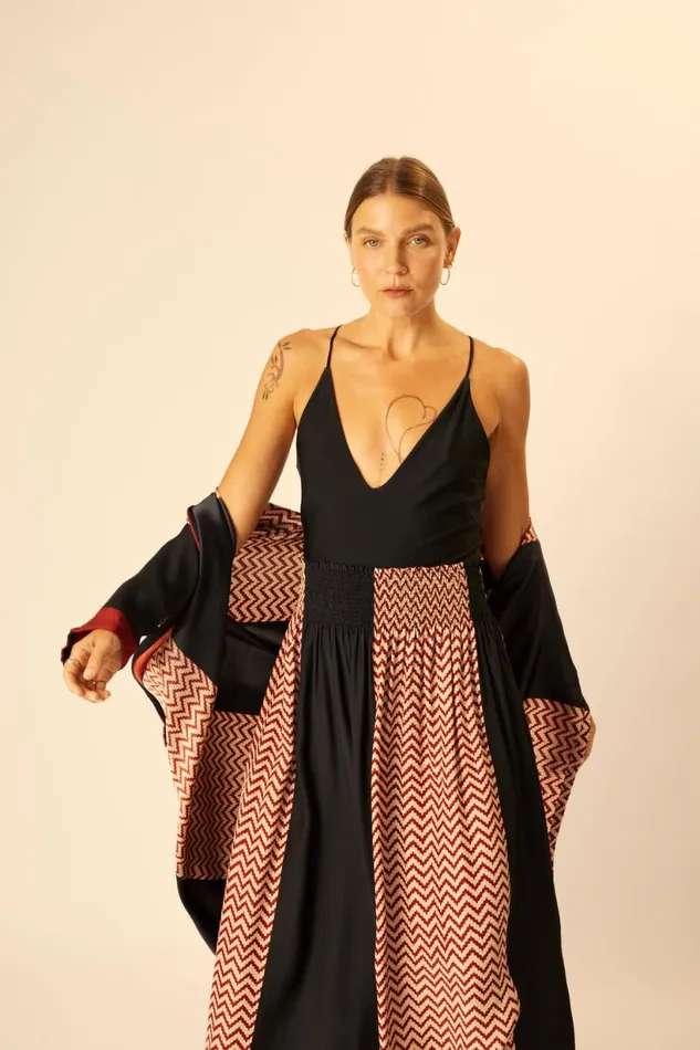 Natalie Martin BELLA SKIRT Block Zigzag Noire Shop Bottoms