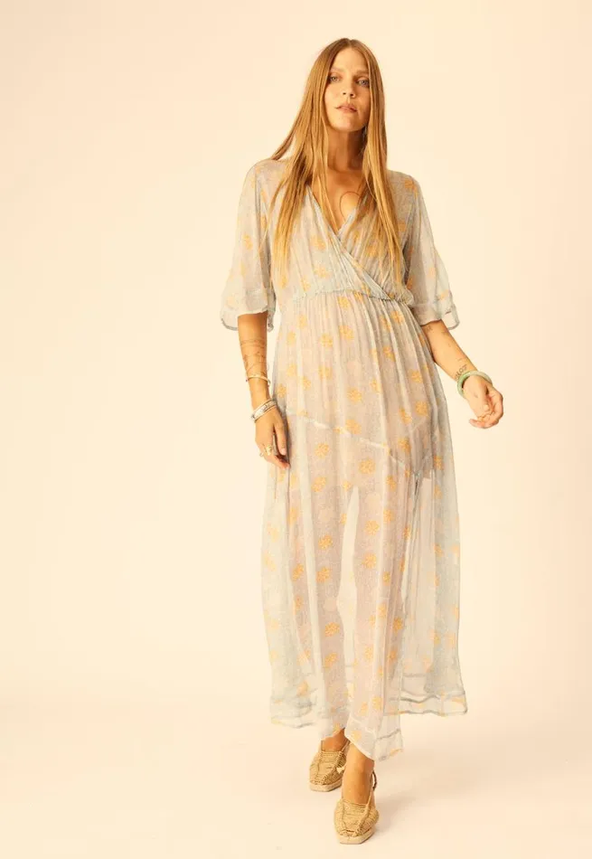 Natalie Martin COCO MAXI Snowflake Tangerine Shop Dresses