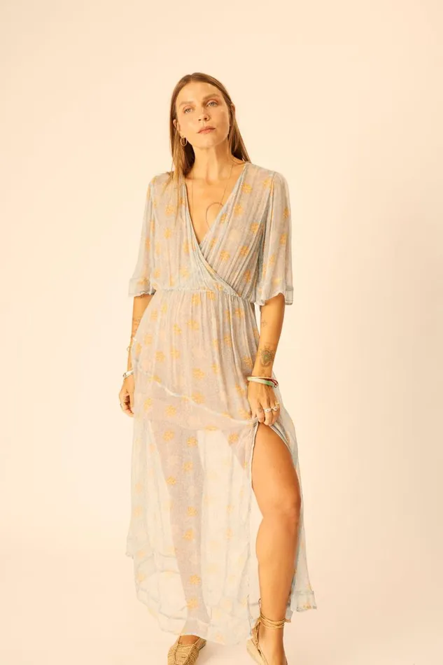 Natalie Martin COCO MAXI Snowflake Tangerine Shop Dresses