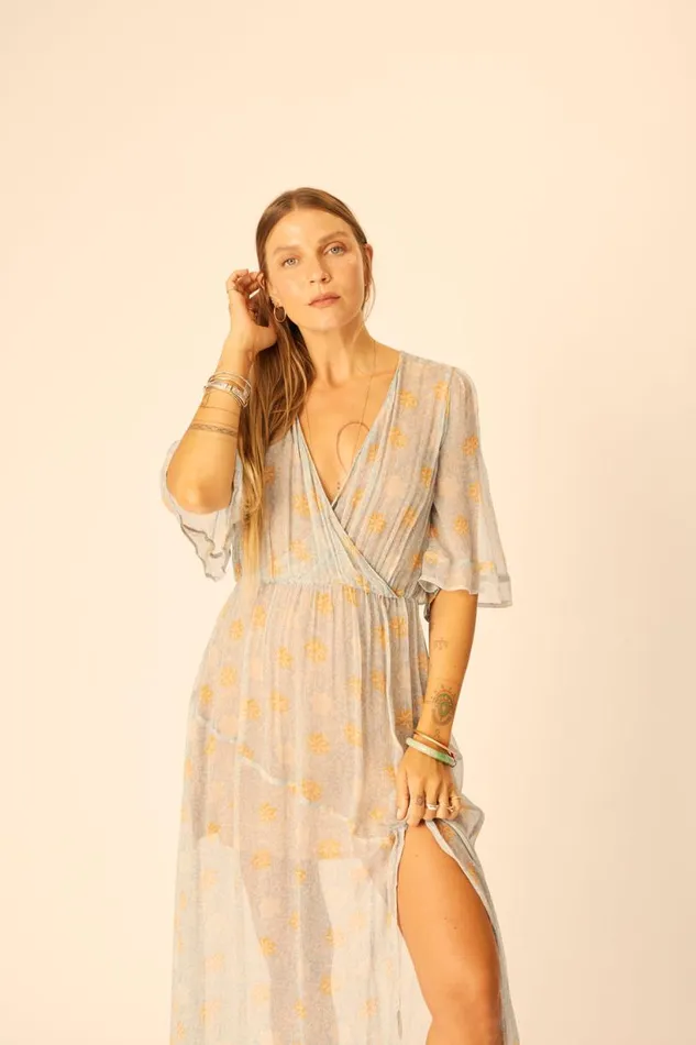 Natalie Martin COCO MAXI Snowflake Tangerine Shop Dresses