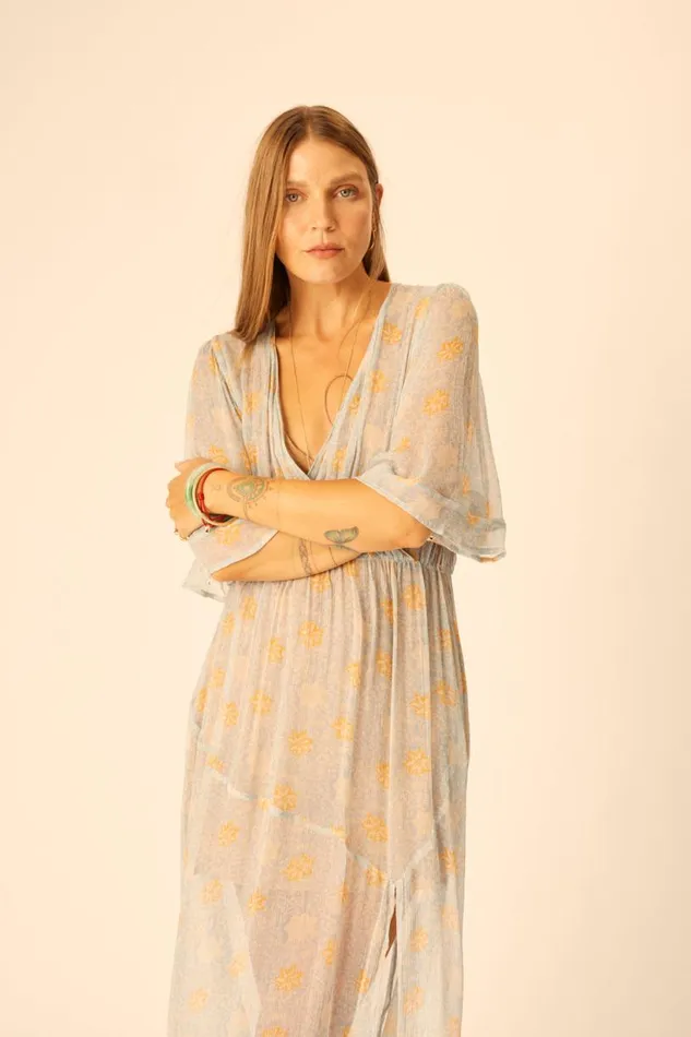 Natalie Martin COCO MAXI Snowflake Tangerine Shop Dresses