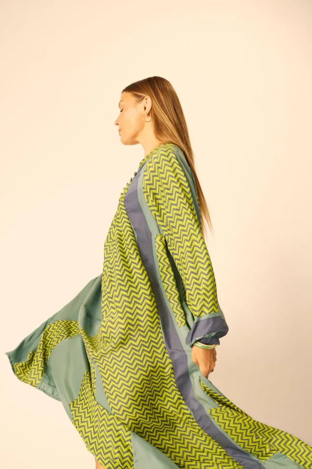 Natalie Martin FIORE MAXI Block Zigzag Lime Shop Dresses