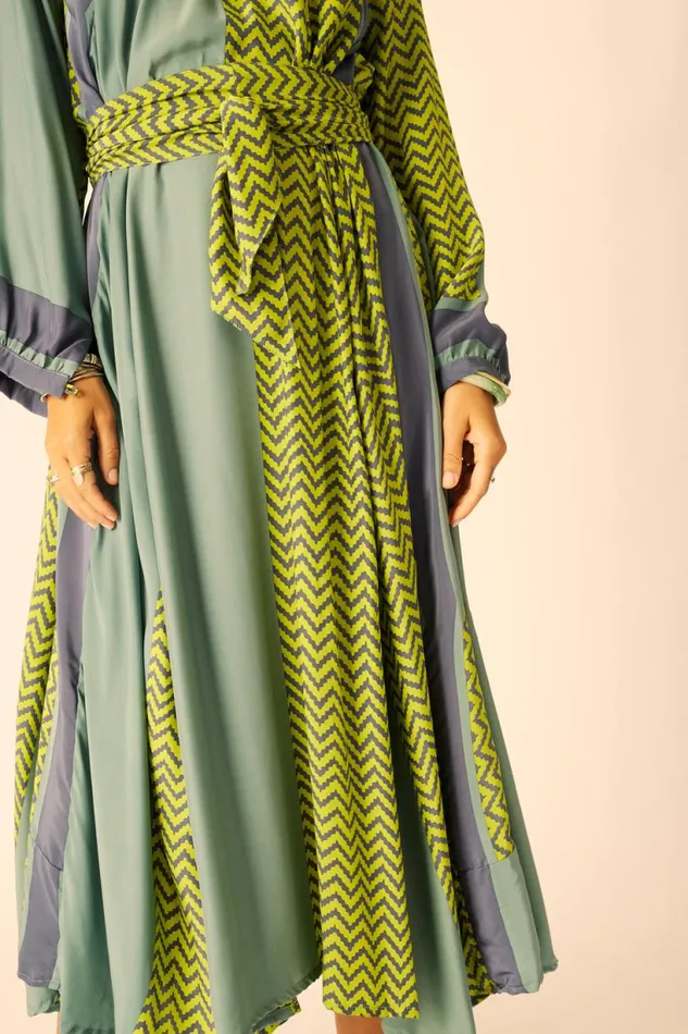 Natalie Martin FIORE MAXI Block Zigzag Lime Shop Dresses