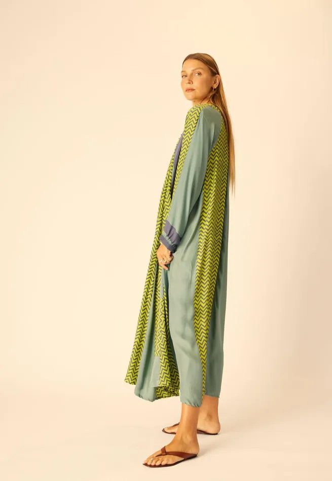 Natalie Martin FIORE MAXI Block Zigzag Lime Shop Dresses