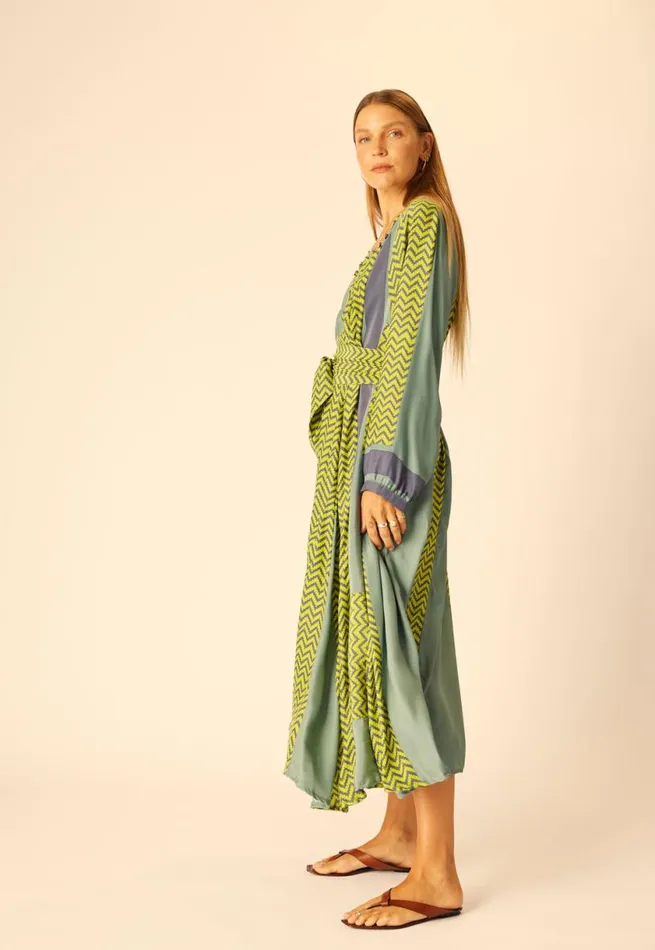 Natalie Martin FIORE MAXI Block Zigzag Lime Shop Dresses