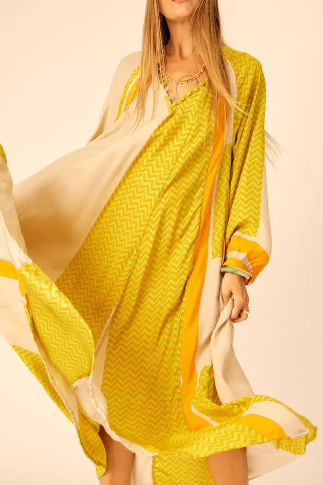 Natalie Martin FIORE MAXI Block Zigzag Tangerine Shop Dresses