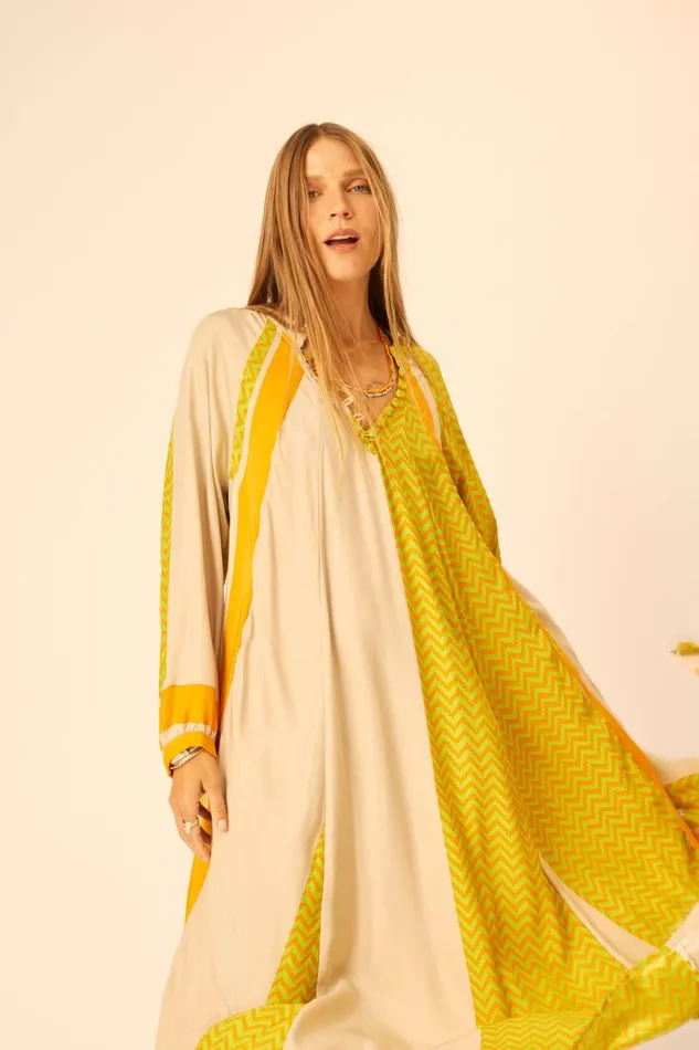 Natalie Martin FIORE MAXI Block Zigzag Tangerine Shop Dresses