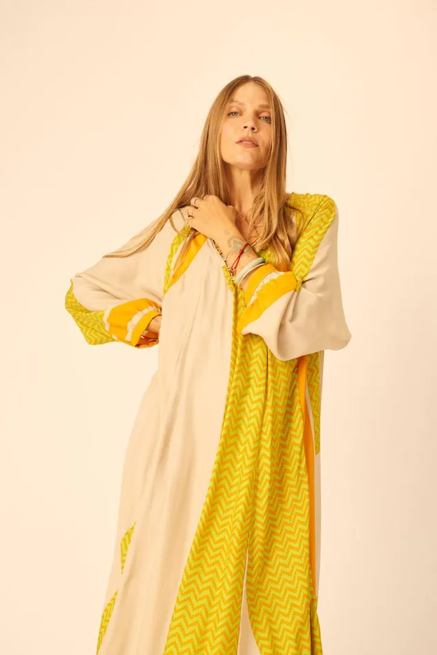 Natalie Martin FIORE MAXI Block Zigzag Tangerine Shop Dresses
