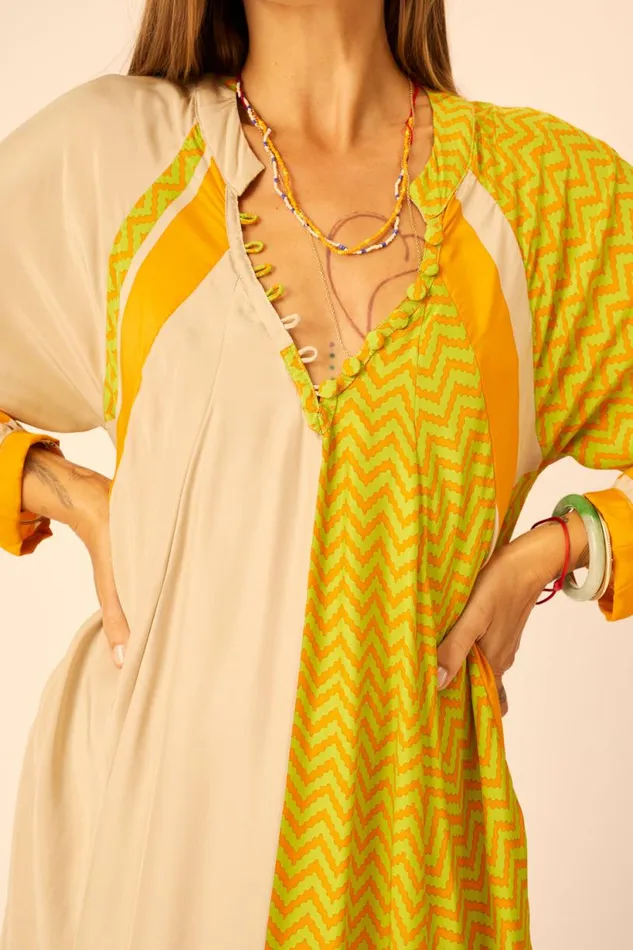 Natalie Martin FIORE MAXI Block Zigzag Tangerine Shop Dresses
