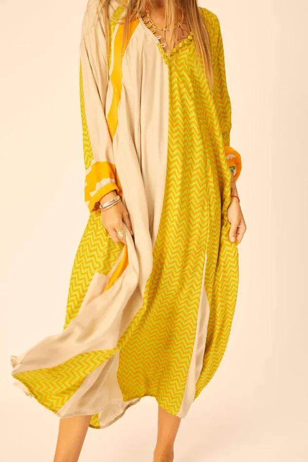 Natalie Martin FIORE MAXI Block Zigzag Tangerine Shop Dresses