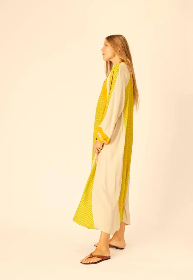 Natalie Martin FIORE MAXI Block Zigzag Tangerine Shop Dresses