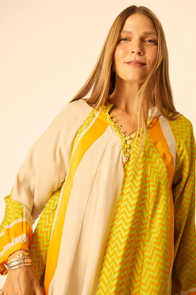 Natalie Martin FIORE MAXI Block Zigzag Tangerine Shop Dresses
