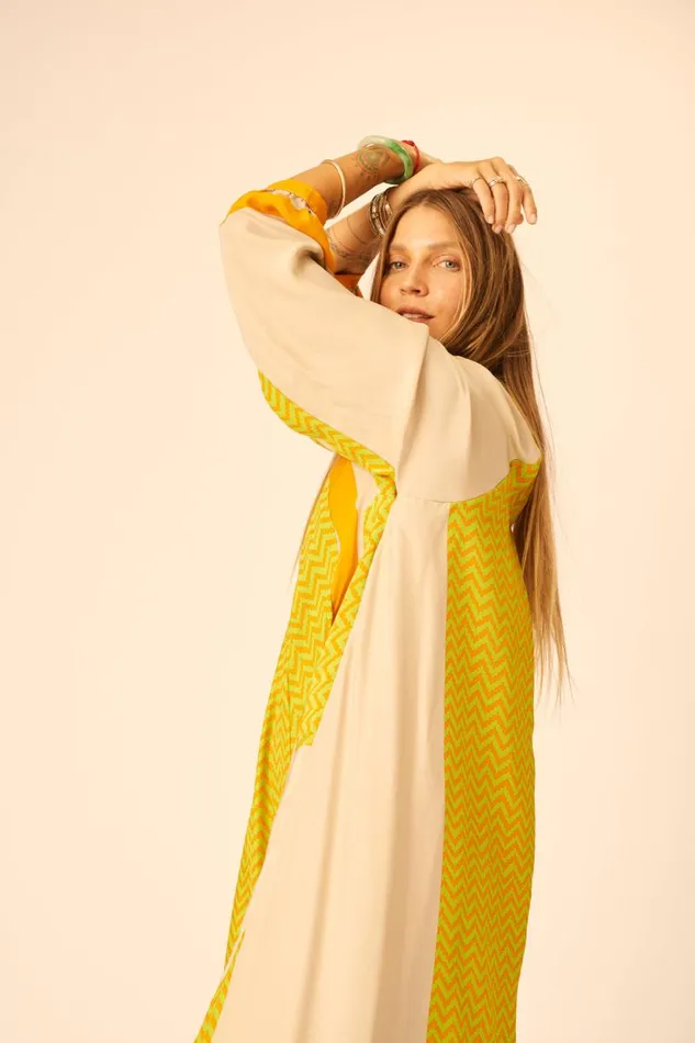 Natalie Martin FIORE MAXI Block Zigzag Tangerine Shop Dresses