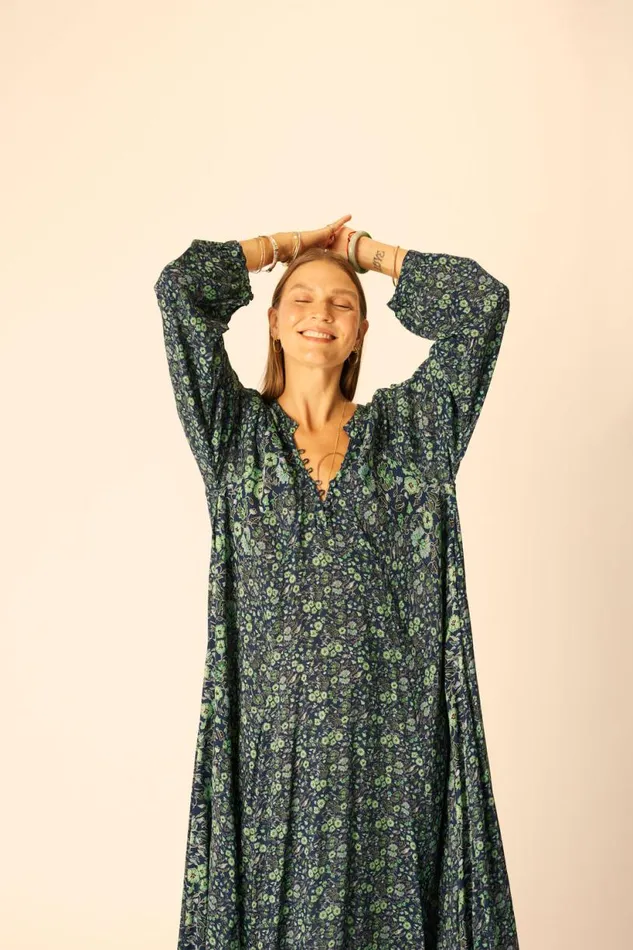 Natalie Martin FIORE MAXI Petite Fleur Marine Shop Dresses