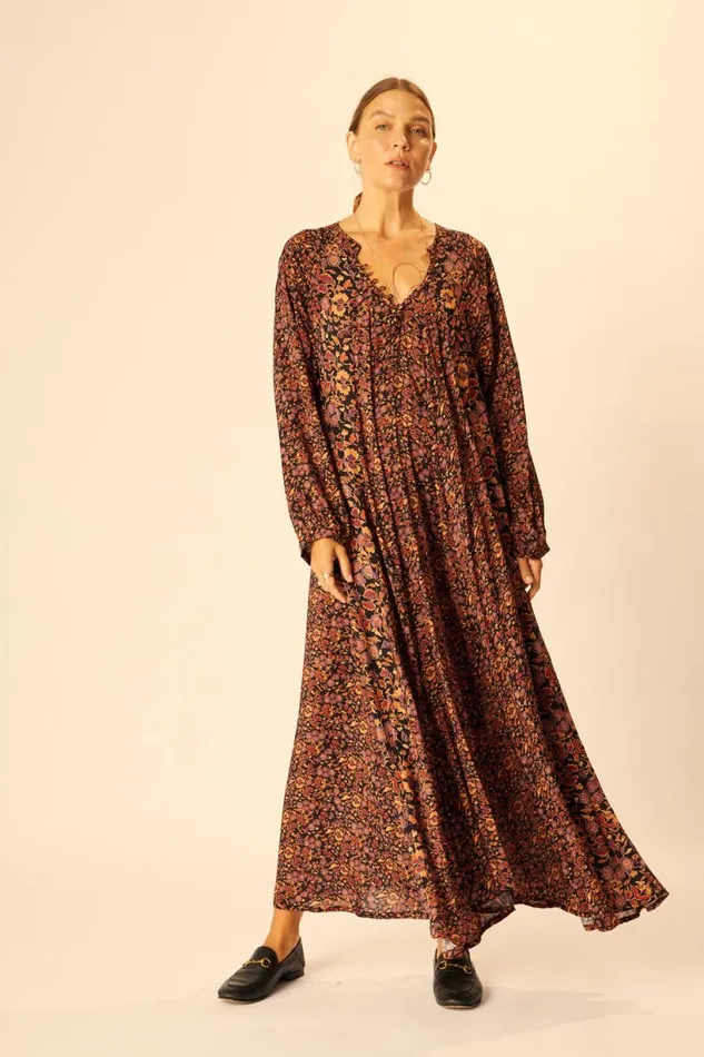 Natalie Martin FIORE MAXI Petite Fleur Noire Shop Dresses