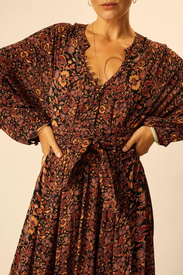 Natalie Martin FIORE MAXI Petite Fleur Noire Shop Dresses