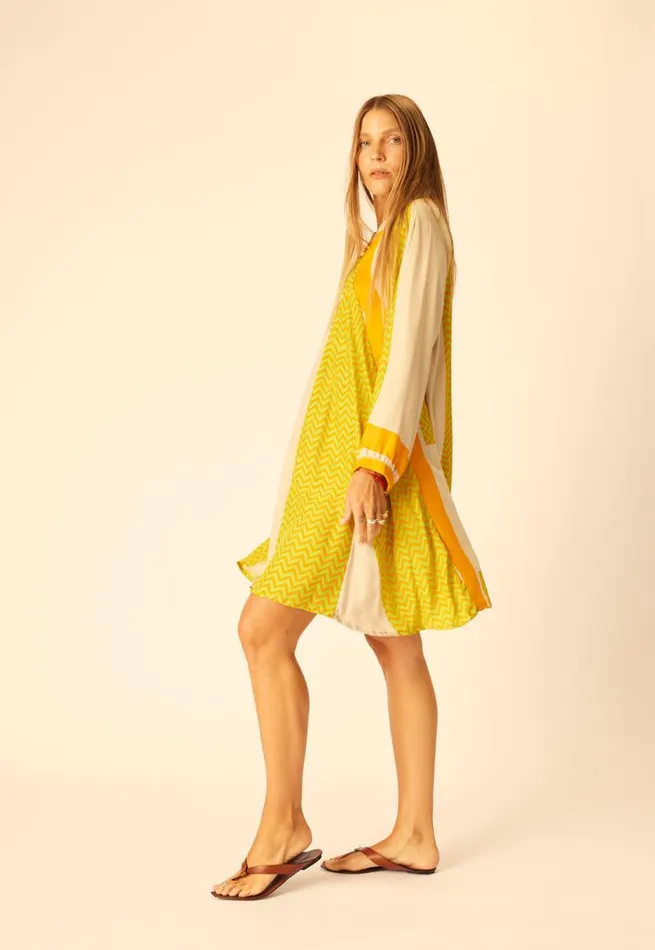 Natalie Martin FIORE SHORT DRESS Block Zigzag Tangerine Shop Dresses