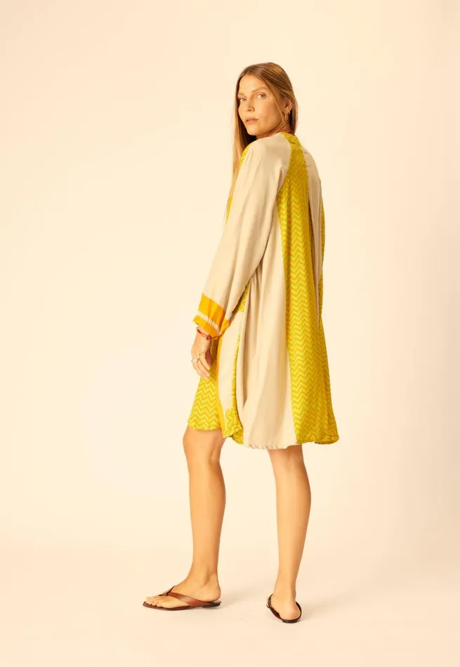 Natalie Martin FIORE SHORT DRESS Block Zigzag Tangerine Shop Dresses