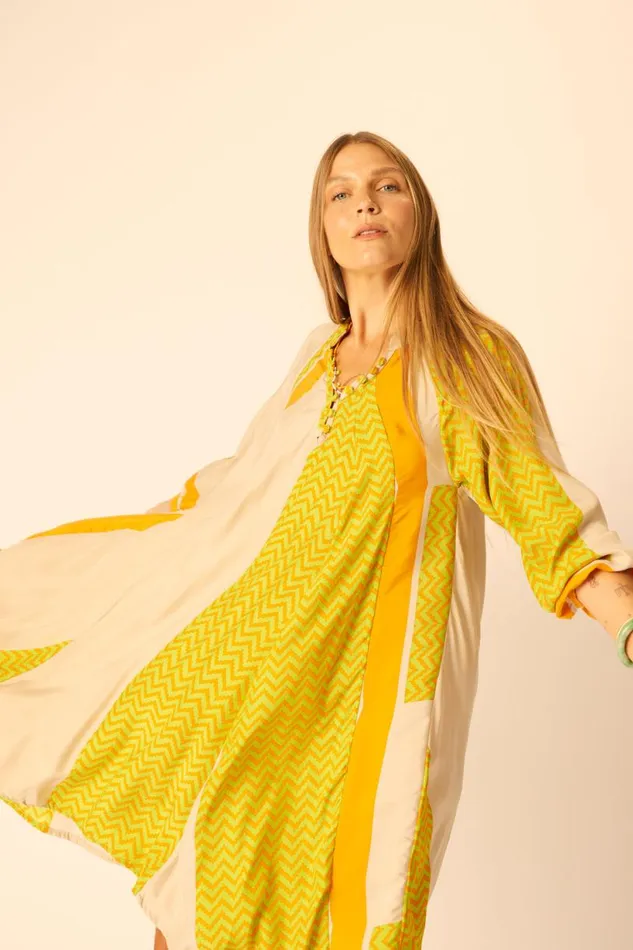 Natalie Martin FIORE SHORT DRESS Block Zigzag Tangerine Shop Dresses