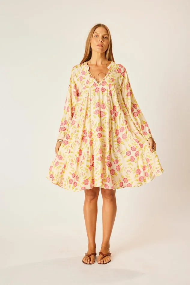 Natalie Martin FIORE SHORT DRESS Prairie Dusty Crimson Shop Dresses