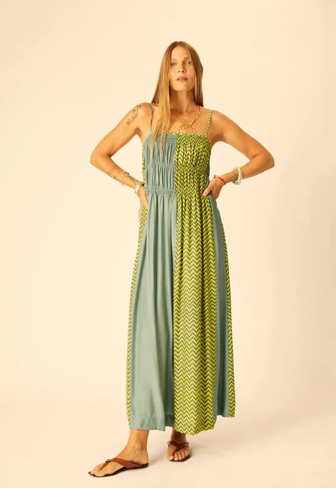 Natalie Martin GINA MAXI Block Zigzag Lime Shop Dresses