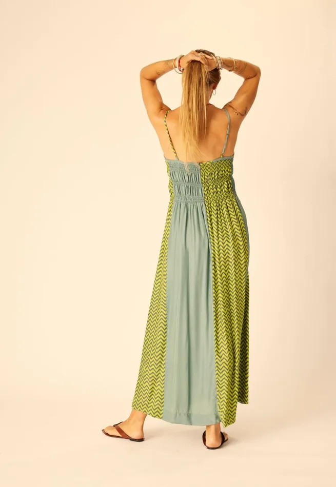 Natalie Martin GINA MAXI Block Zigzag Lime Shop Dresses