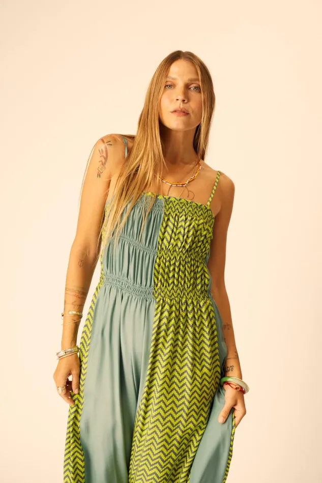 Natalie Martin GINA MAXI Block Zigzag Lime Shop Dresses
