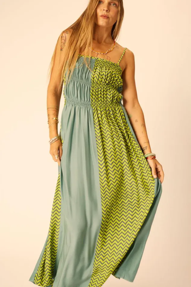 Natalie Martin GINA MAXI Block Zigzag Lime Shop Dresses
