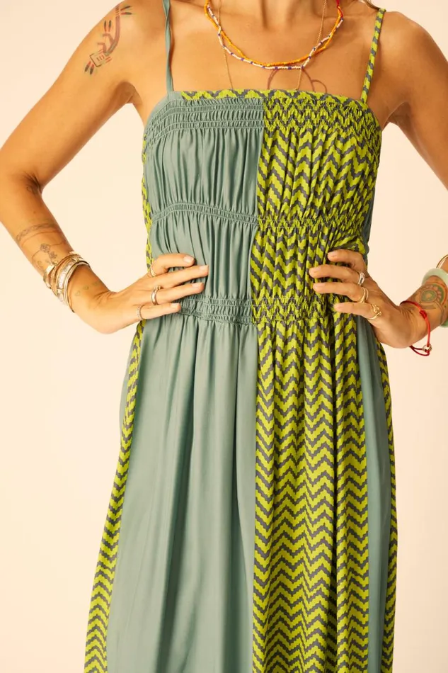 Natalie Martin GINA MAXI Block Zigzag Lime Shop Dresses
