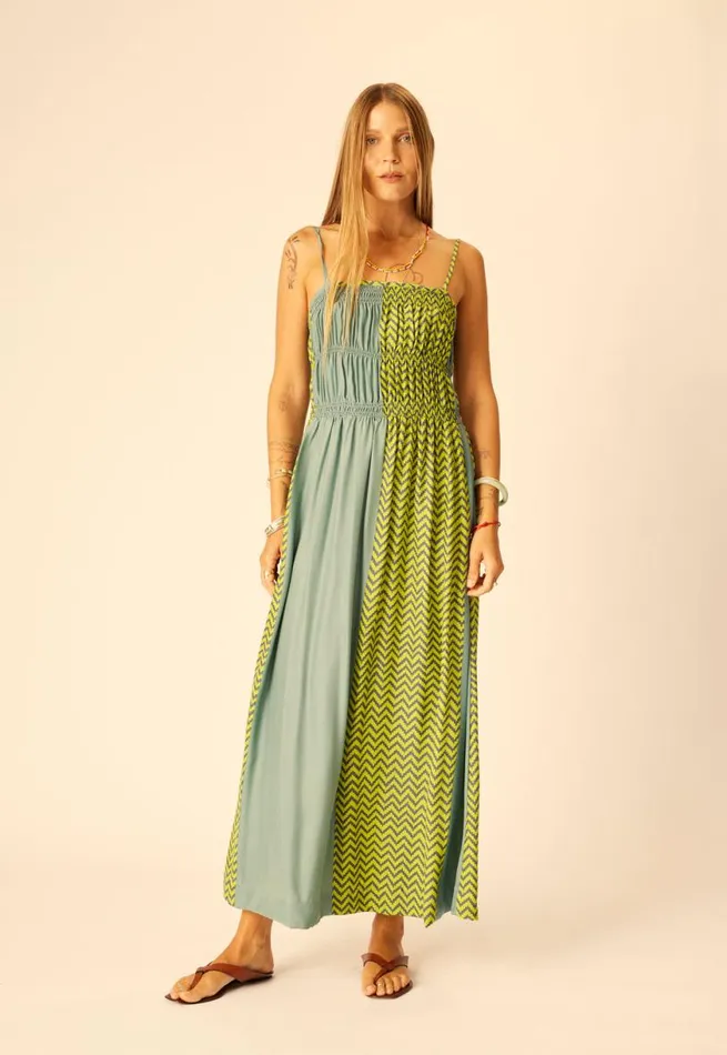 Natalie Martin GINA MAXI Block Zigzag Lime Shop Dresses