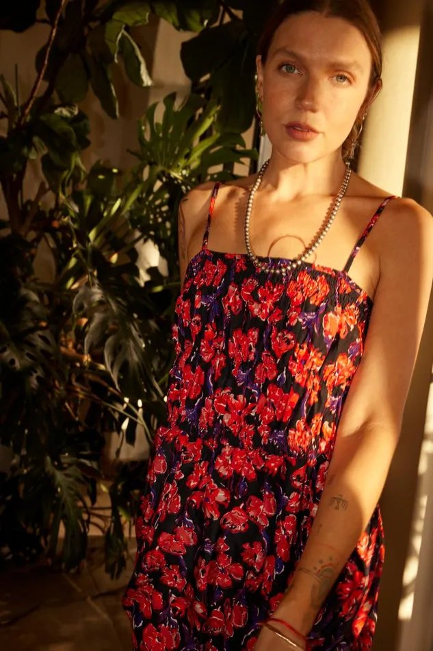 Natalie Martin GINA MAXI Silk Watercolor Print Onyx Shop Dresses