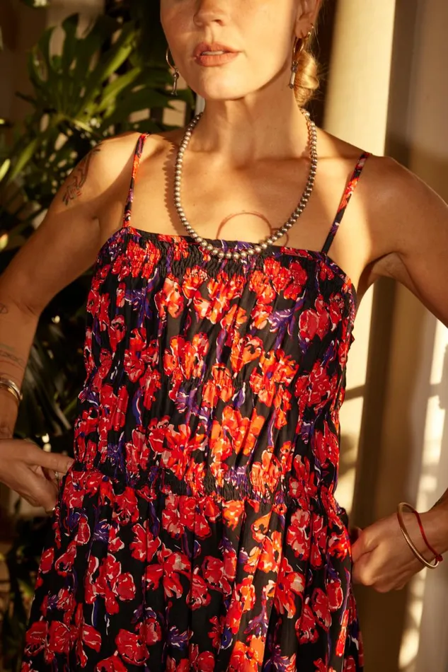 Natalie Martin GINA MAXI Silk Watercolor Print Onyx Shop Dresses
