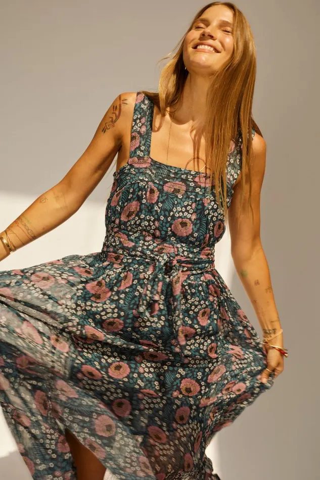 Natalie Martin JASMINE MAXI Vintage Flowers Indigo Shop Dresses