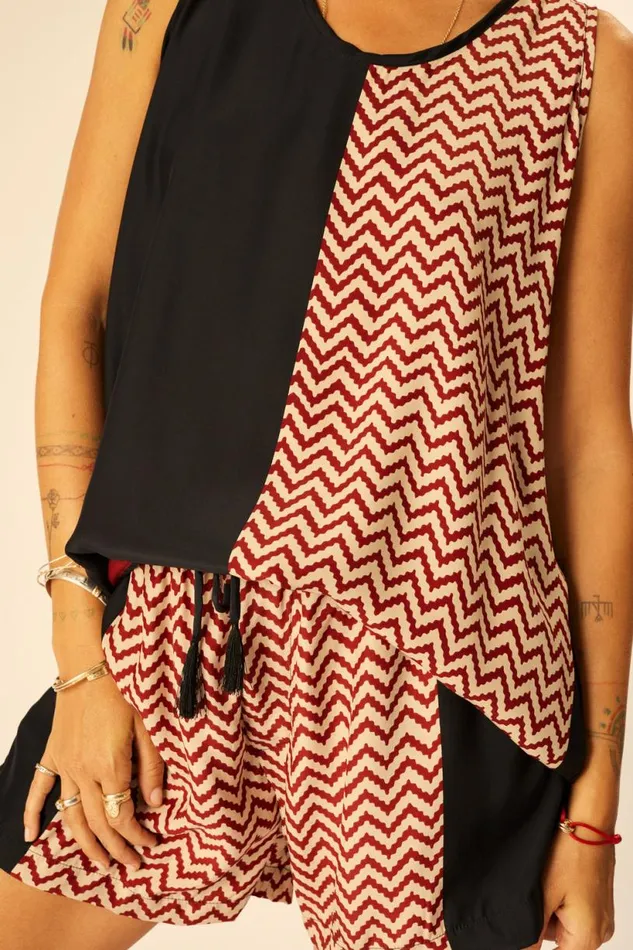 Natalie Martin JASPER SHORT Block Zigzag Noire Shop Bottoms