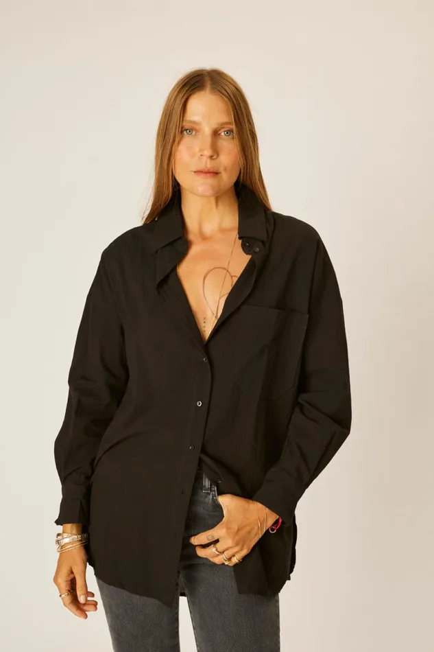 Natalie Martin JENNIFER SHIRT Black Flat Cotton Shop Tops