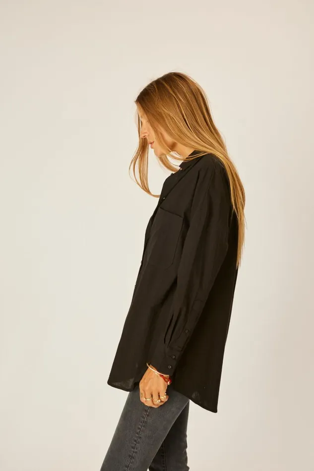 Natalie Martin JENNIFER SHIRT Black Flat Cotton Shop Tops