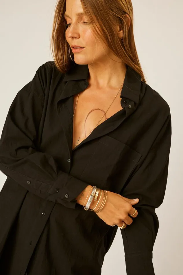 Natalie Martin JENNIFER SHIRT Black Flat Cotton Shop Tops