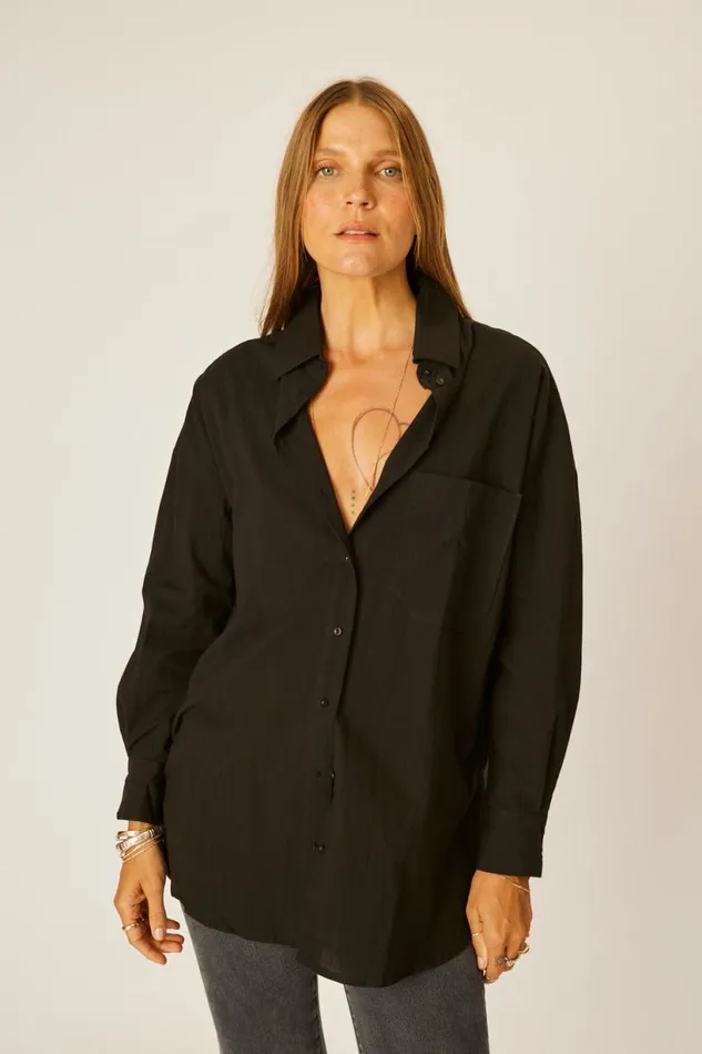 Natalie Martin JENNIFER SHIRT Black Flat Cotton Shop Tops