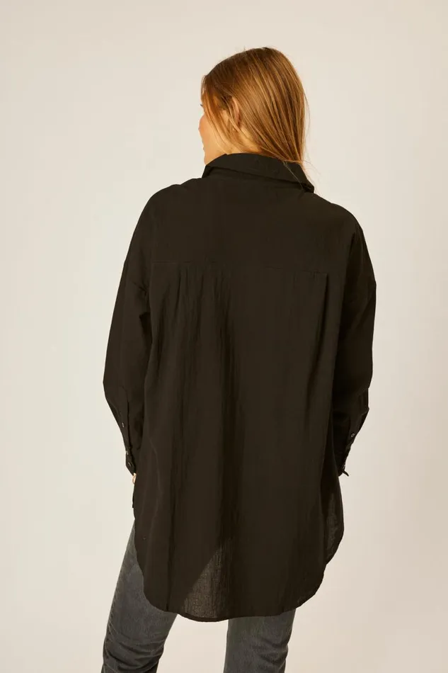 Natalie Martin JENNIFER SHIRT Black Flat Cotton Shop Tops