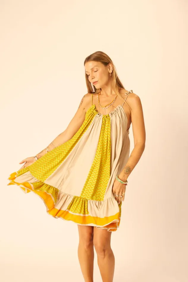 Natalie Martin JERUSHA MINI Block Zigzag Tangerine Shop Dresses