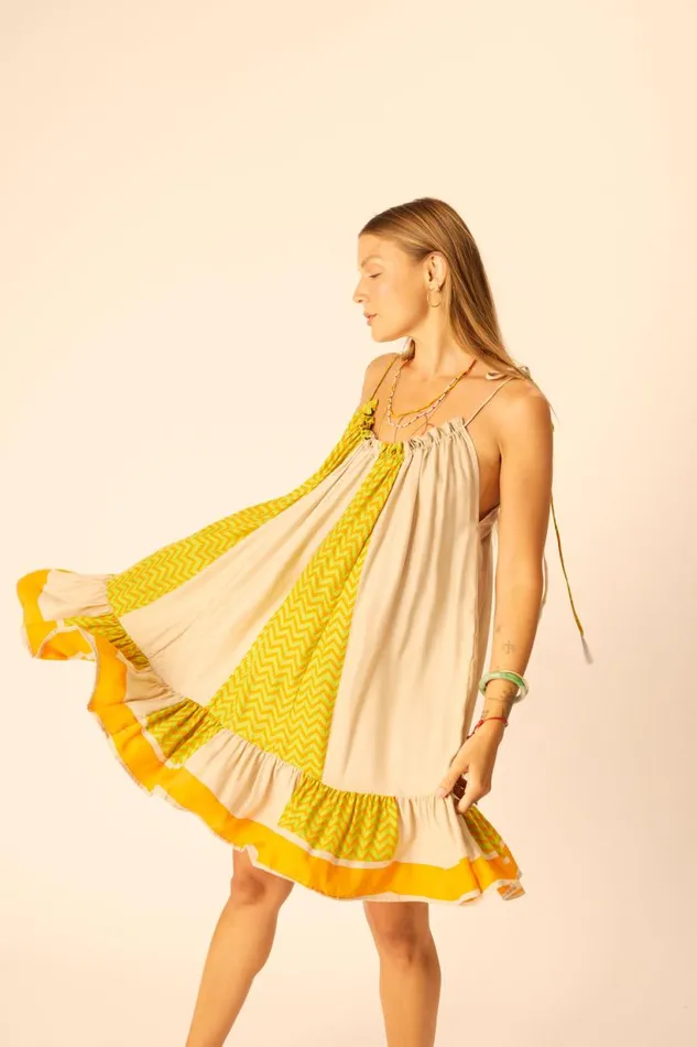 Natalie Martin JERUSHA MINI Block Zigzag Tangerine Shop Dresses