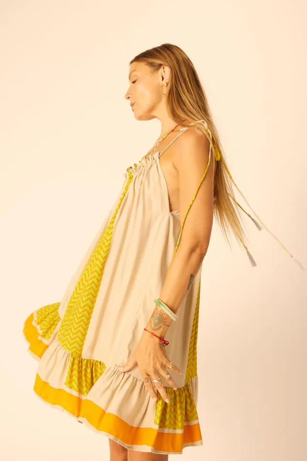 Natalie Martin JERUSHA MINI Block Zigzag Tangerine Shop Dresses