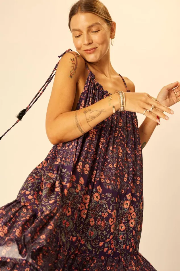 Natalie Martin JERUSHA MINI Petite Fleur Aubergine Shop Dresses